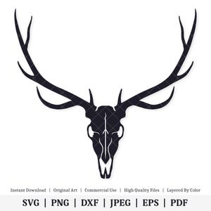Elk Skull | Vector Artwork | INSTANT DIGITAL DOWNLOAD | svg | png | dxf | jpeg | eps | pdf