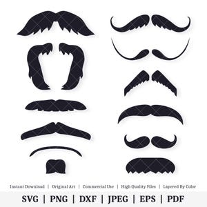 Schnurrbart | Vektor-Bundle | SOFORTIGER DIGITALER DOWNLOAD | svg | png | dxf | .jpg | eps | pdf