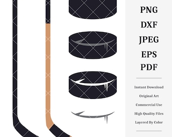 Ice Hockey Stick and Puck | Vector Artwork | INSTANT DIGITAL DOWNLOAD | svg | png | dxf | jpeg | eps | pdf