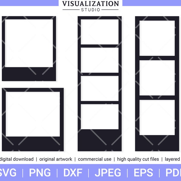Sofortbildkamera Rahmen | Vektor-Clipart-Set | SOFORTIGER DIGITALER DOWNLOAD | svg | png | dxf | jpeg | eps | pdf