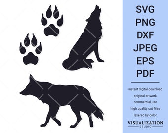 Coyote Shapes | Vector Clipart Set | INSTANT DIGITAL DOWNLOAD | svg | png | dxf | jpeg | eps | pdf