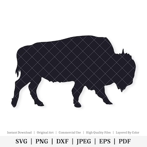 American Bison Shape | Vector Artwork | INSTANT DIGITAL DOWNLOAD | svg | png | dxf | jpeg | eps | pdf