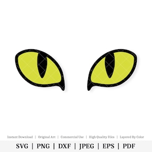 Puede incluir: Un par de ojos de gato amarillos con pupilas negras. Los ojos están delineados en negro y tienen un patrón de cuadrícula en el interior.