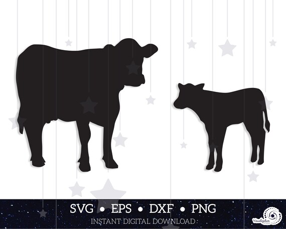 Download Cow Calf Silhouette Vector Instant Digital Download Etsy