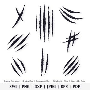 Égratignures de griffes d'animaux | Pack de vecteurs | TÉLÉCHARGEMENT NUMÉRIQUE INSTANTANÉ | svg | png | dxf | jpeg | EPS | pdf