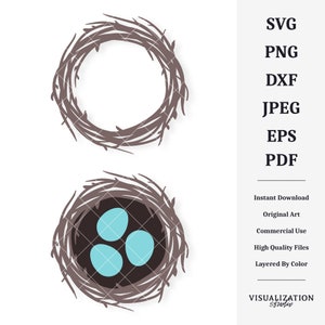 Vogel-Nest | Illustrationen | SOFORTIGER DIGITALER DOWNLOAD | svg | png | dxf | .jpg | eps | pdf