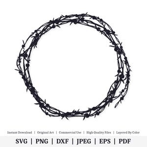 Couronne de fil de fer barbelé | Oeuvre D'art Vectorielle | TÉLÉCHARGEMENT NUMÉRIQUE INSTANTANÉ | svg | png | dxf | jpeg | EPS | pdf
