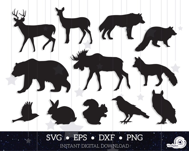 Download Woodland Animal Silhouettes Vector Set INSTANT DIGITAL | Etsy
