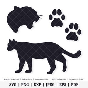 Formas de puma | Pacote de vetores | DOWNLOAD DIGITAL INSTANTÂNEO | svg | png | dxf | jpeg | eps | pdf
