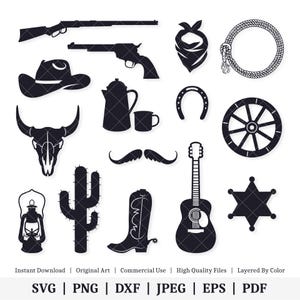 Wilder Westen | Cowboyhut | Vektor-Bundle | SOFORTIGER DIGITALER DOWNLOAD | svg | png | dxf | .jpg | eps | pdf