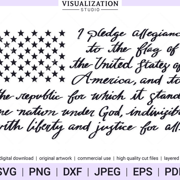 Pledge Of Allegiance Flag | America | Vector Clipart | INSTANT DIGITAL DOWNLOAD | svg | png | dxf | jpeg | eps | pdf