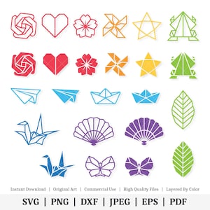 Origamivormen | Vectorbundel | DIRECT DIGITALE DOWNLOAD | Svg | png | dxf | jpeg | eps | pdf