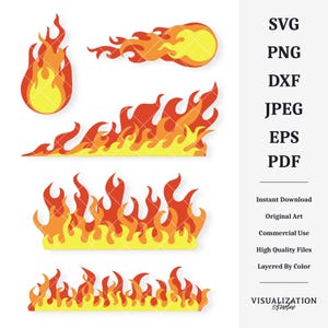 Palle di fuoco e fiamme / Pacchetto vettoriale / DOWNLOAD DIGITALE IMMEDIATO / svg / png / dxf / jpeg / eps / pdf