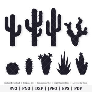 Cactus / Pacchetto vettoriale / DOWNLOAD DIGITALE IMMEDIATO / svg / png / dxf / jpeg / eps / pdf