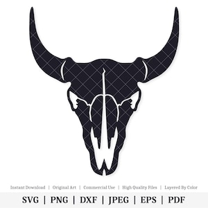 Bull Skull | Vector Artwork | INSTANT DIGITAL DOWNLOAD | svg | png | dxf | jpeg | eps | pdf