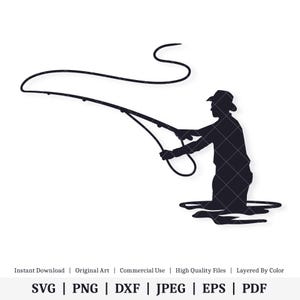 Fly Fishing Man | Vector Artwork | INSTANT DIGITAL DOWNLOAD | svg | png | dxf | jpeg | eps | pdf
