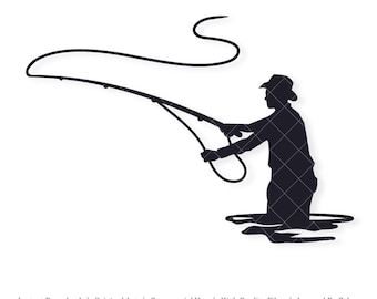 Fly Fishing Man | Vector Artwork | INSTANT DIGITAL DOWNLOAD | svg | png | dxf | jpeg | eps | pdf