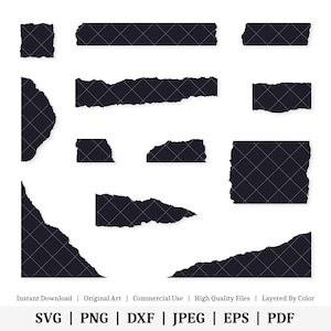 Carta strappata / Pacchetto vettoriale / DOWNLOAD DIGITALE IMMEDIATO / svg / png / dxf / jpeg / eps / pdf