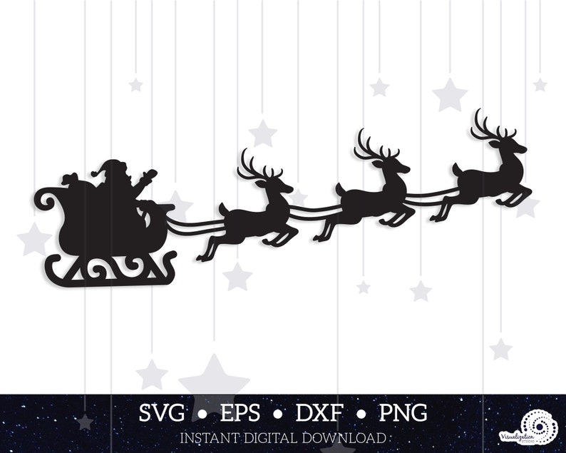 Silhouette de traîneau du Père Noël TÉLÉCHARGEMENT NUMÉRIQUE | Etsy