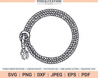 Couronne de corde Lasso Lasso | Clipart vectoriel | TÉLÉCHARGEMENT NUMÉRIQUE INSTANTANÉ | SVG | png | dxf | jpeg | eps | pdf