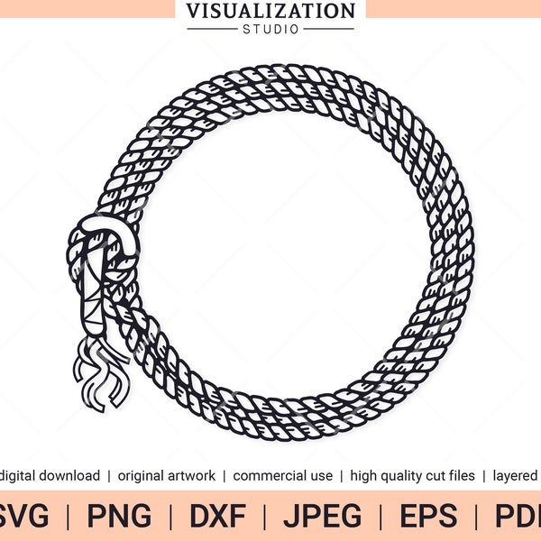 Lariat Lasso Rope Wreath | Vector Clipart | INSTANT DIGITAL DOWNLOAD | svg | png | dxf | jpeg | eps | pdf