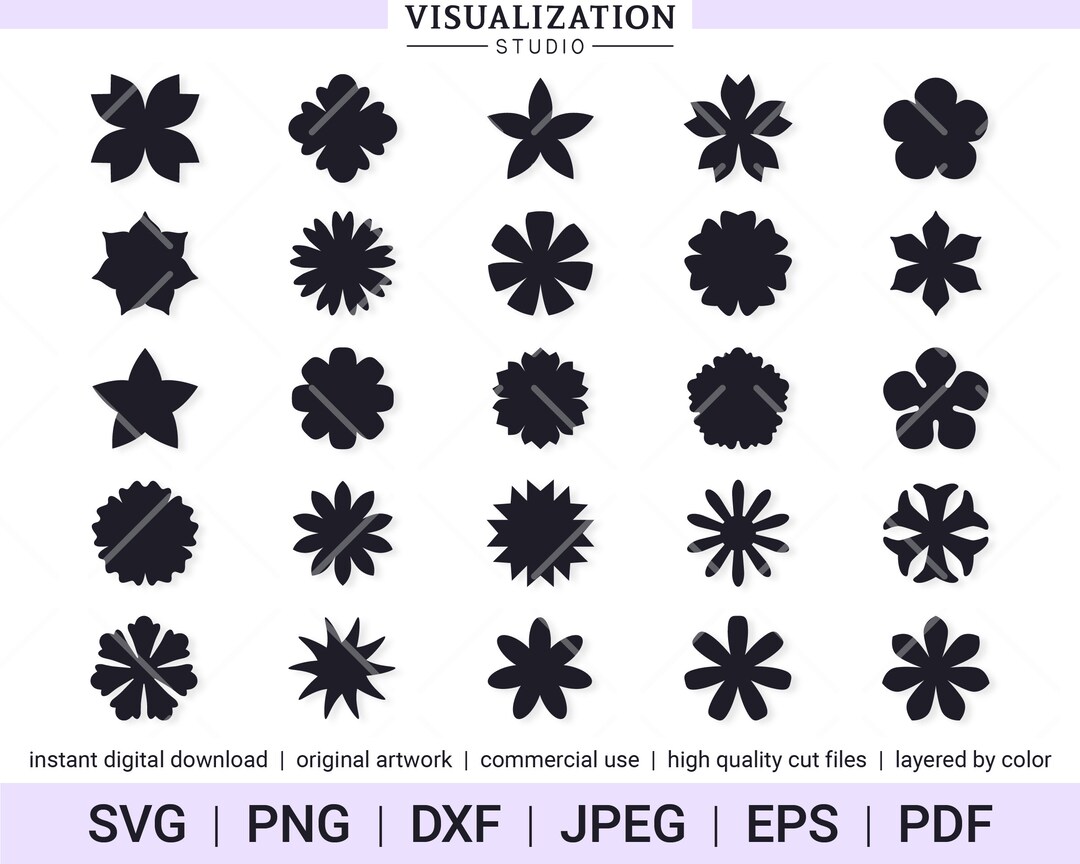 Basic Flower Shapes Vector Clipart Set INSTANT DIGITAL DOWNLOAD Svg Png Dxf Jpeg Eps Pdf