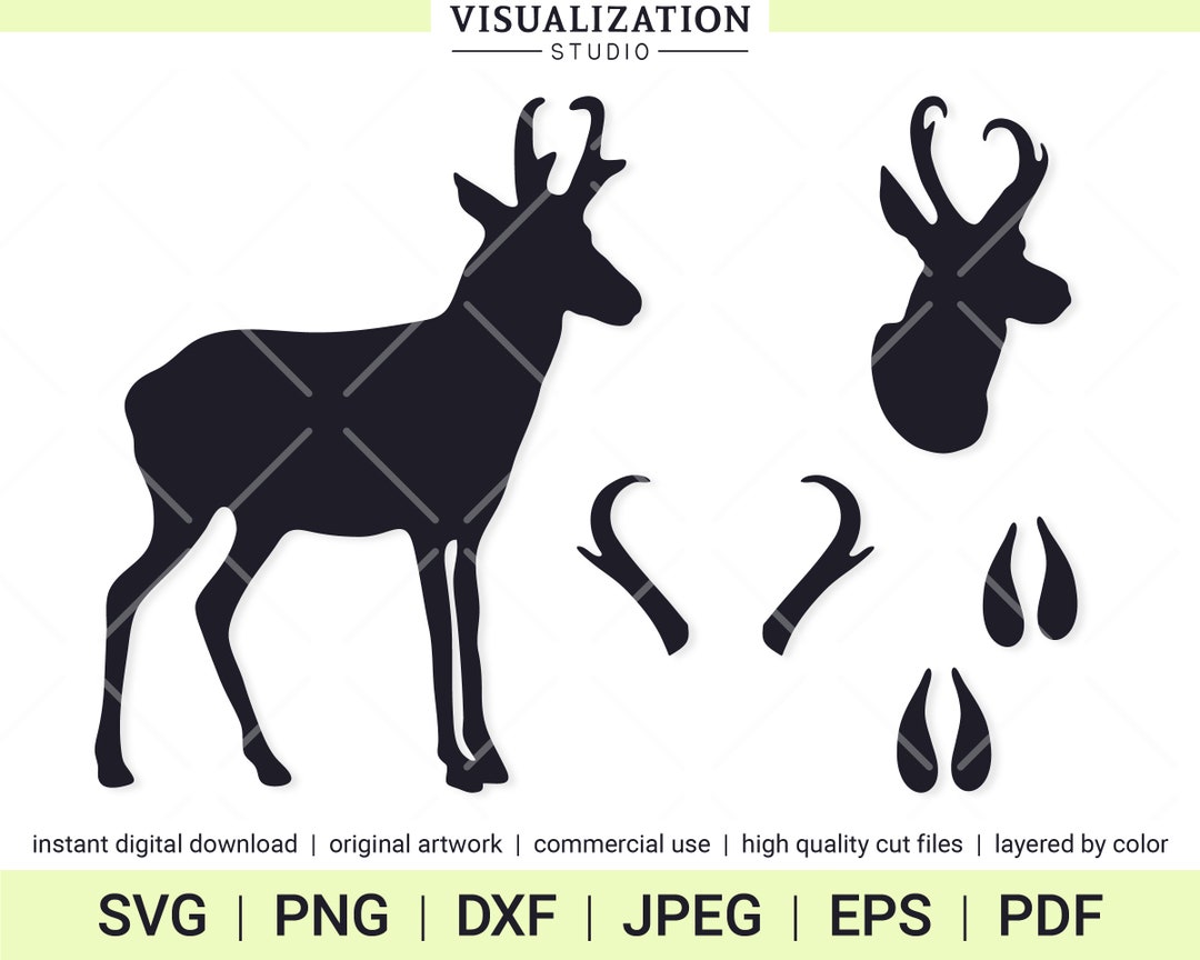 Pronghorn Antelope Shapes Vector Clipart Set INSTANT DIGITAL DOWNLOAD