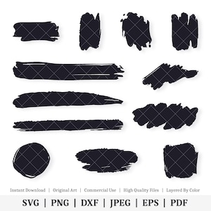 Penseelstreken | Vectorbundel | DIRECT DIGITALE DOWNLOAD | Svg | png | dxf | jpeg | eps | pdf