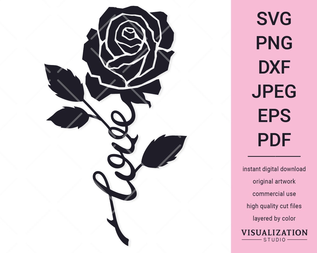 Rose Flowers SVG, Long stem 3 roses svg, Love svg, Cut file Cricut Maker  Silhouette