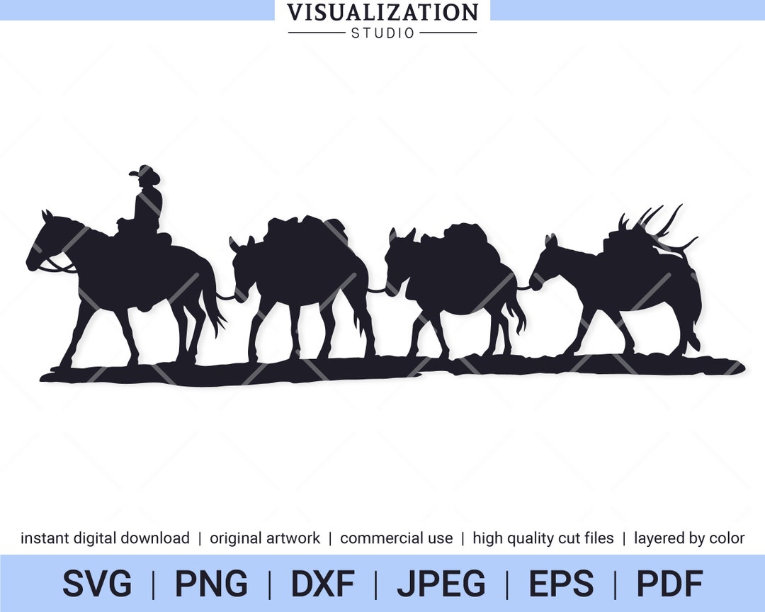 Pack String Mules Vector Clipart INSTANT DIGITAL DOWNLOAD Svg Png Dxf