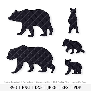 Familia de osos / Paquete de vectores / DESCARGA DIGITAL INSTANTÁNEA / svg / png / dxf / jpeg / eps / pdf