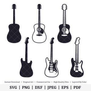 Gitaren | Vectorbundel | DIRECT DIGITALE DOWNLOAD | Svg | png | dxf | jpeg | eps | pdf