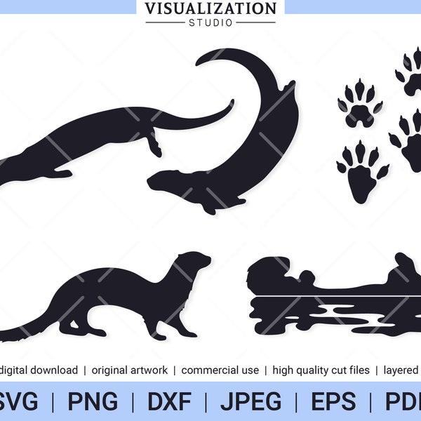 Otter Shapes | Vector Clipart Set | INSTANT DIGITAL DOWNLOAD | svg | png | dxf | jpeg | eps | pdf