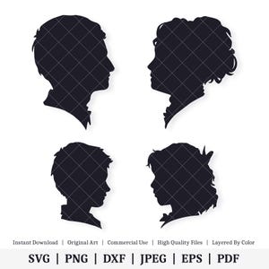 Antique Cameos | Family | Vector Bundle | INSTANT DIGITAL DOWNLOAD | svg | png | dxf | jpeg | eps | pdf