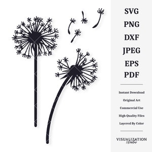Deseos de diente de León / Ilustraciones vectoriales / DESCARGA DIGITAL INSTANTE / svg / png / dxf / jpeg / eps / pdf
