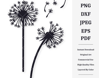 Dandelion Wishes | Vector Artwork | INSTANT DIGITAL DOWNLOAD | svg | png | dxf | jpeg | eps | pdf