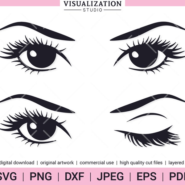 Beauty Eyes | Winking | Vector Clipart Set | INSTANT DIGITAL DOWNLOAD | svg | png | dxf | jpeg | eps | pdf