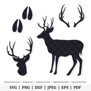 Maultier Deer Formen | Vektor-Bundle | SOFORTIGER DIGITALER DOWNLOAD | svg | png | dxf | .jpg | eps | pdf