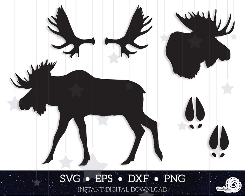 Download Moose Silhouettes Elk Antlers Tracks Vector INSTANT | Etsy