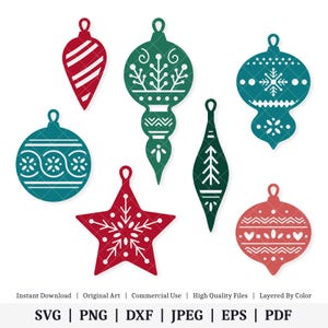 Boules de Noël nordiques | Pack de vecteurs | TÉLÉCHARGEMENT NUMÉRIQUE INSTANTANÉ | svg | png | dxf | jpeg | EPS | pdf