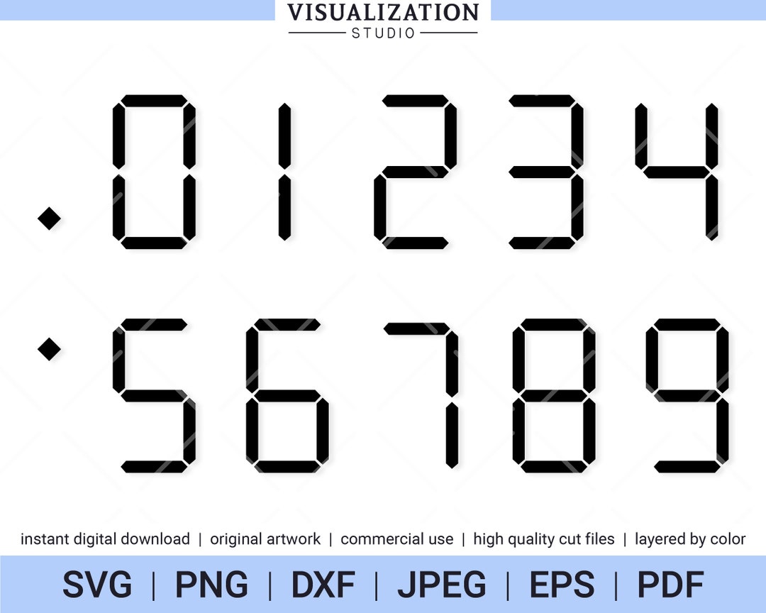 Digital Analog Clock Numbers Vector Clipart Set INSTANT DIGITAL