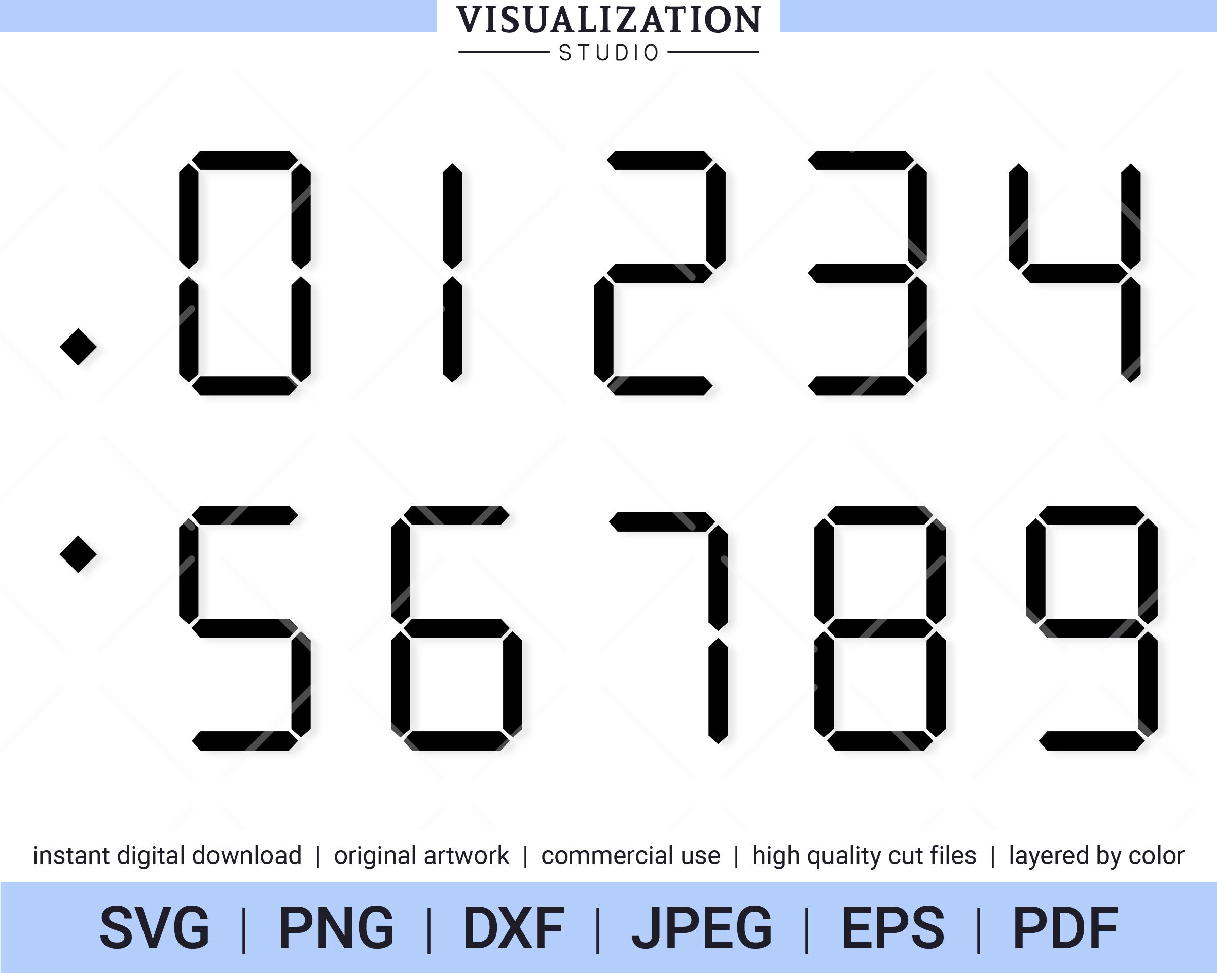 Digital Analog Clock Numbers Vector Clipart Set INSTANT Etsy Singapore