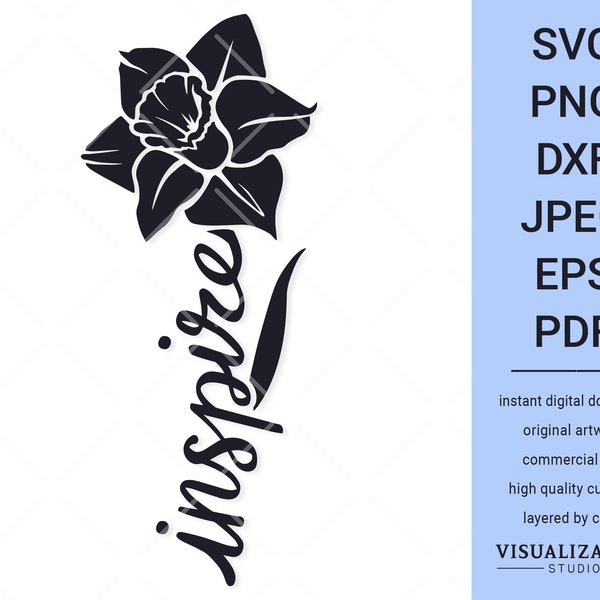 Daffodil Inspire Stem | Vector Clipart | INSTANT DIGITAL DOWNLOAD | svg | png | dxf | jpeg | eps | pdf