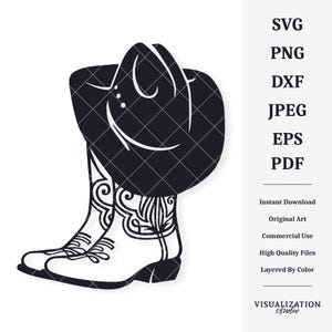Cowboyhut und Stiefel | Illustrationen | SOFORTIGER DIGITALER DOWNLOAD | svg | png | dxf | .jpg | eps | pdf
