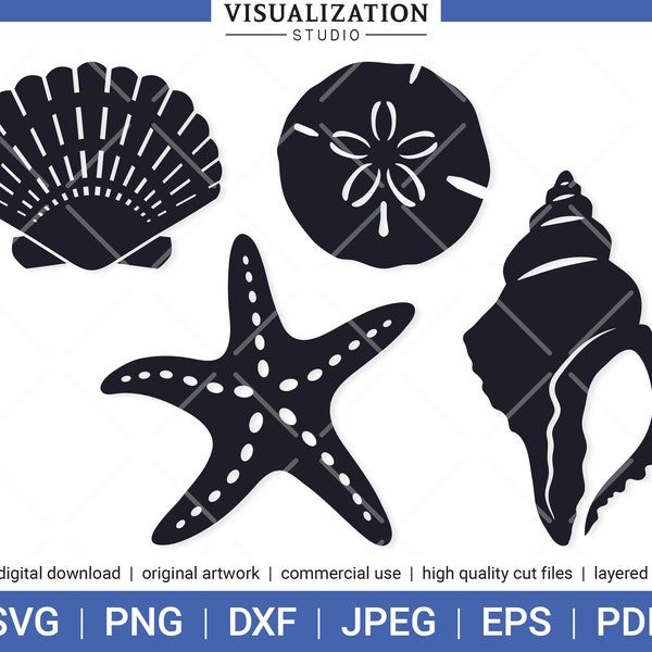 Seashells | Vector Clipart Set #1 | INSTANT DIGITAL DOWNLOAD | svg | png | dxf | jpeg | eps | pdf
