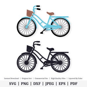 Bicicletta / Grafica vettoriale / DOWNLOAD DIGITALE IMMEDIATO / svg / png / dxf / jpeg / eps / pdf