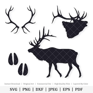 Elk Shapes | Vector Bundle | INSTANT DIGITAL DOWNLOAD | svg | png | dxf | jpeg | eps | pdf