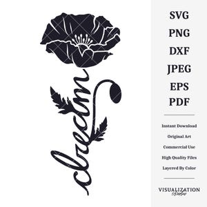 Tige de rêve de pavot | Oeuvre D'art Vectorielle | TÉLÉCHARGEMENT NUMÉRIQUE INSTANTANÉ | svg | png | dxf | jpeg | EPS | pdf