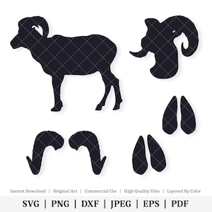 Forme di pecore Bighorn / Pacchetto vettoriale / DOWNLOAD DIGITALE IMMEDIATO / svg / png / dxf / jpeg / eps / pdf