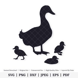 Mère cane et canetons | Pack de vecteurs | TÉLÉCHARGEMENT NUMÉRIQUE INSTANTANÉ | svg | png | dxf | jpeg | EPS | pdf